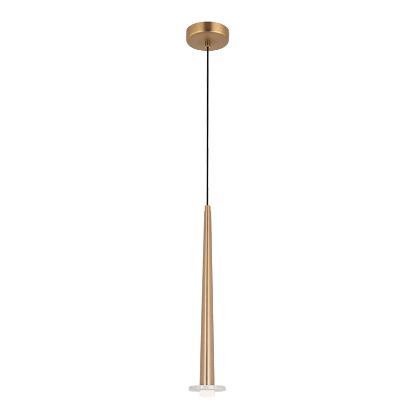 Matt Gold LED Pendant Light with Marble Accent