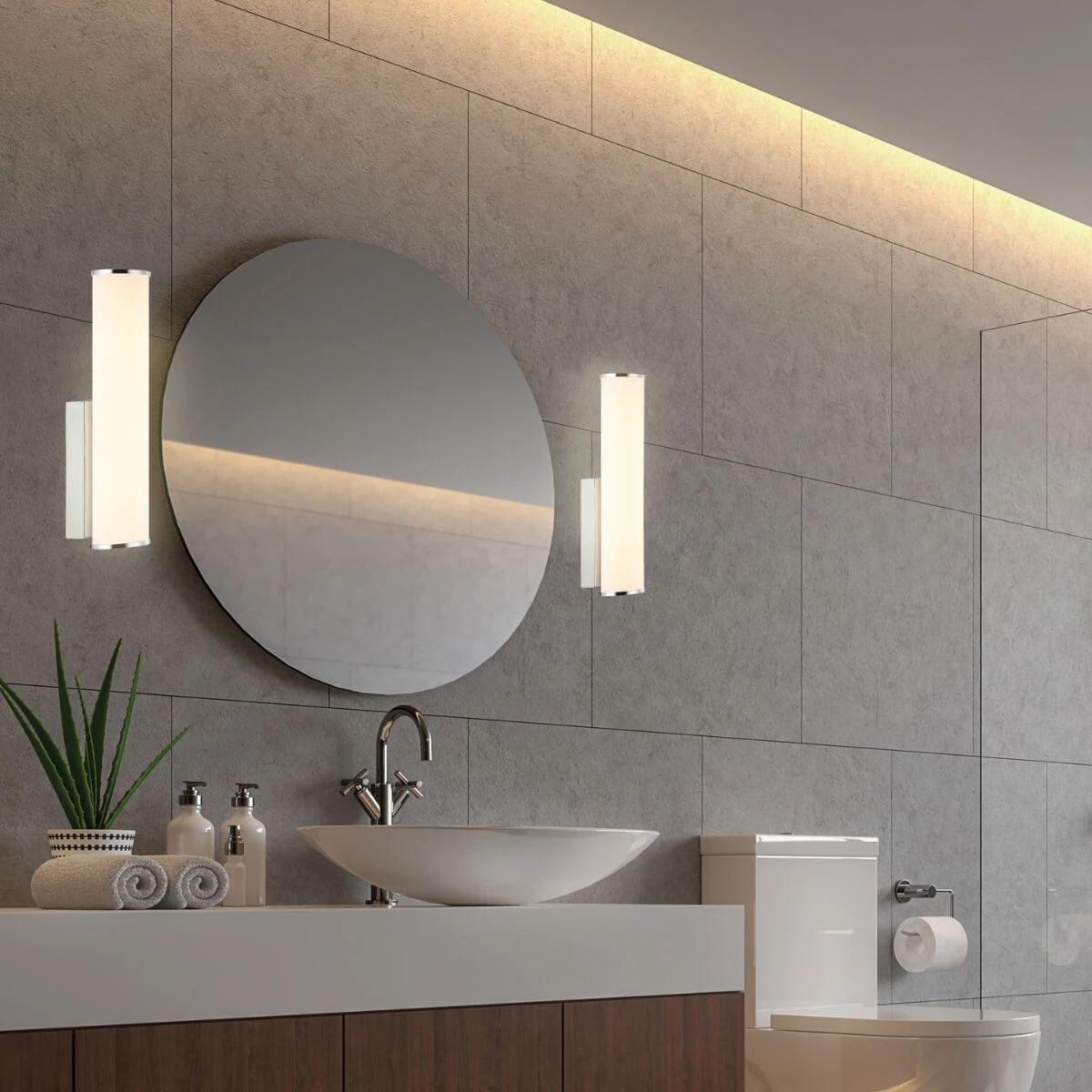 Modernus LED vonios sieninis šviestuvas, chromo spalvos, IP44