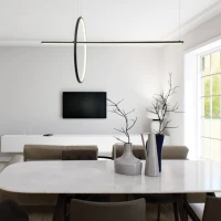 Geometric LED Pendant Light – Black Matt, 122cm Length - Image 3