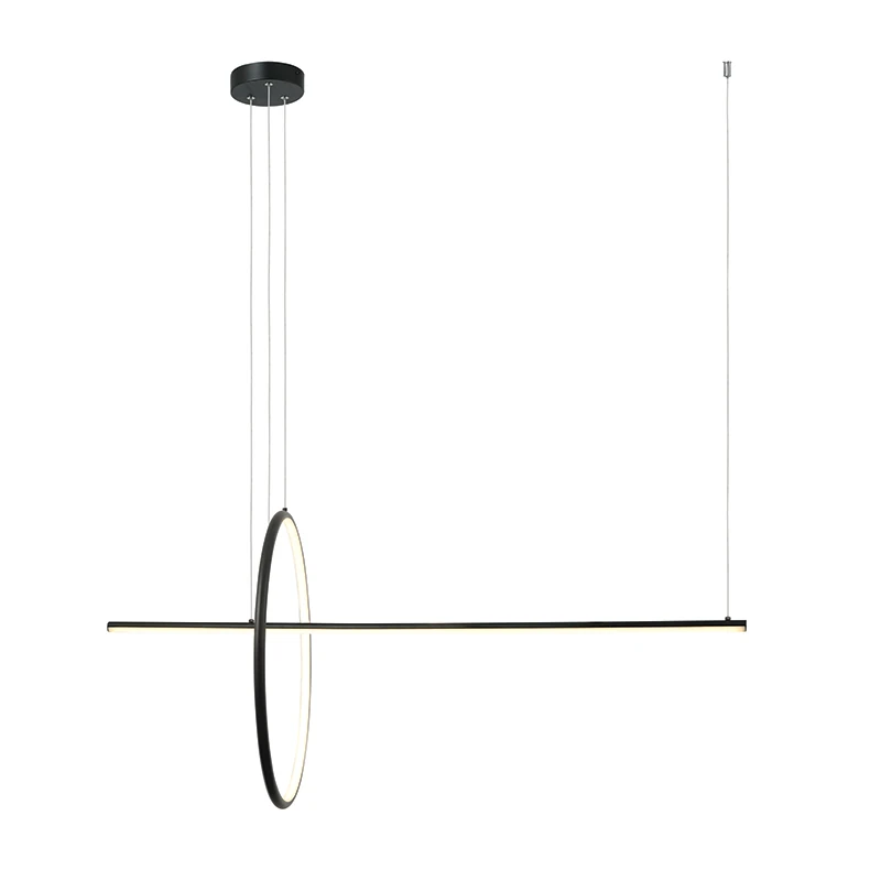 Geometric LED Pendant Light – Black Matt, 122cm Length