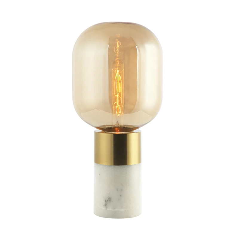 Marble and Brass Table Lamp, Champagne Glass