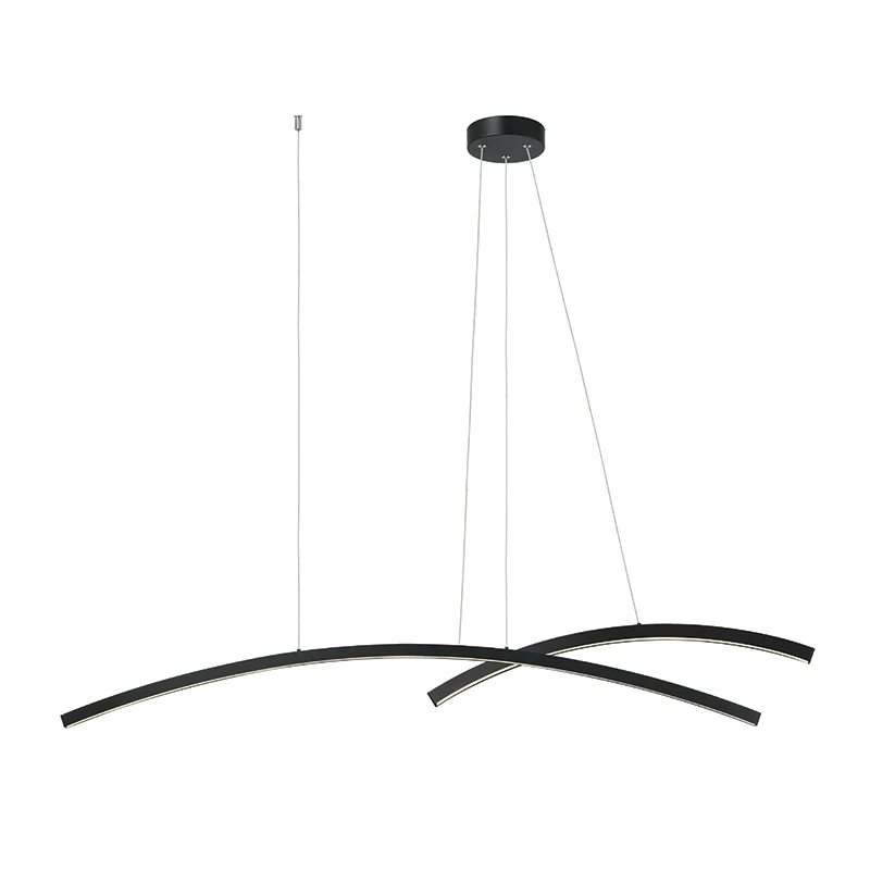 Modernus Lenktas LED Pakabinamas Šviestuvas, Matinė Juoda, 160cm