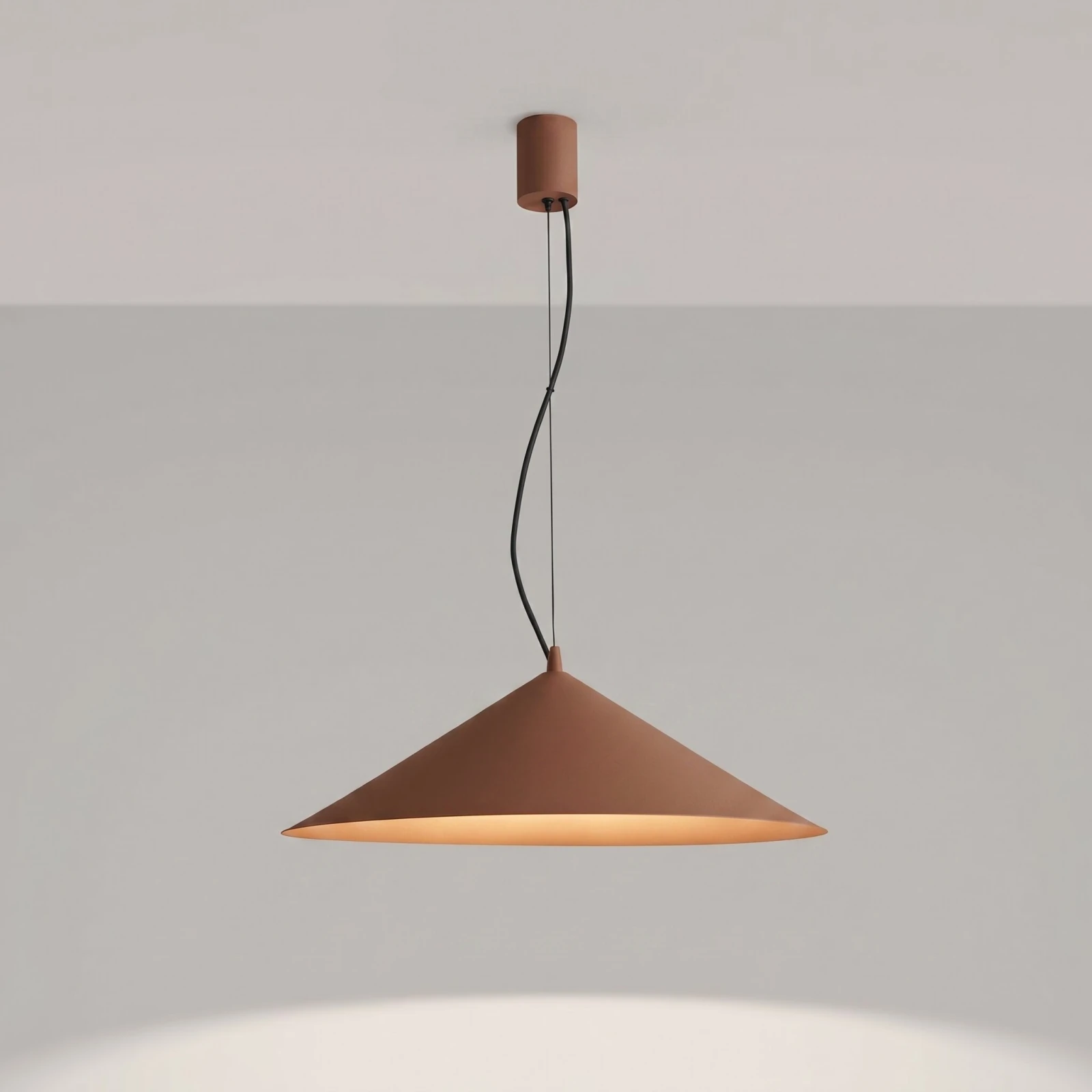 Pendant lamp 50 cm – cone shade, mocha, LED 3000K