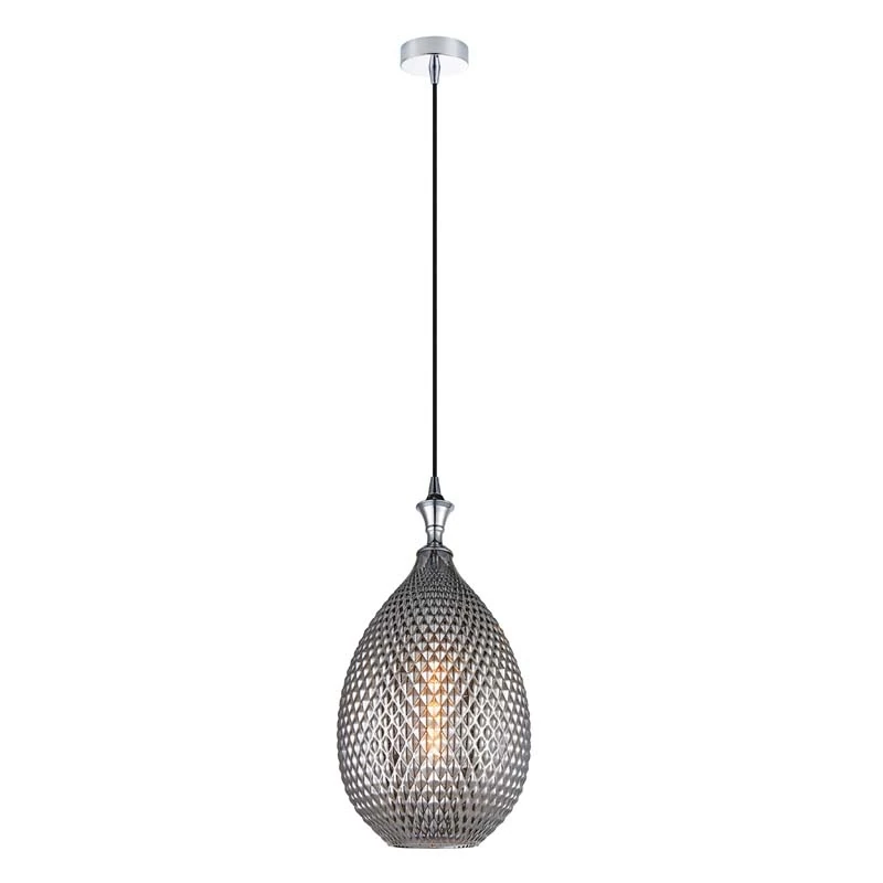 Smoked Grey Textured Glass Pendant Light