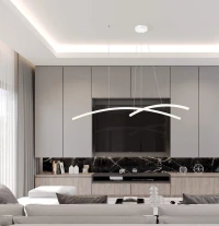 Modernus LED pakabinamas šviestuvas su lenktu dizainu, baltas matinis - Nuotrauka 3