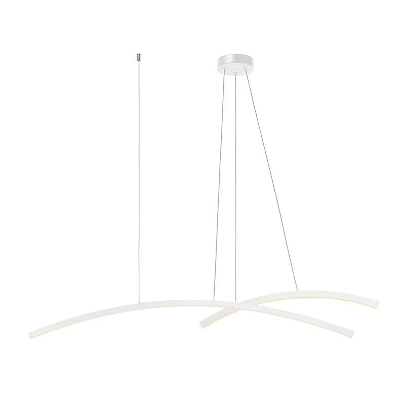 Modernus LED pakabinamas šviestuvas su lenktu dizainu, baltas matinis