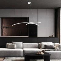 Modernus LED pakabinamas šviestuvas su lenktu dizainu, baltas matinis - Nuotrauka 1