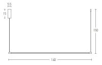 Black Matt Linear LED Pendant Light 140cm - Image 3