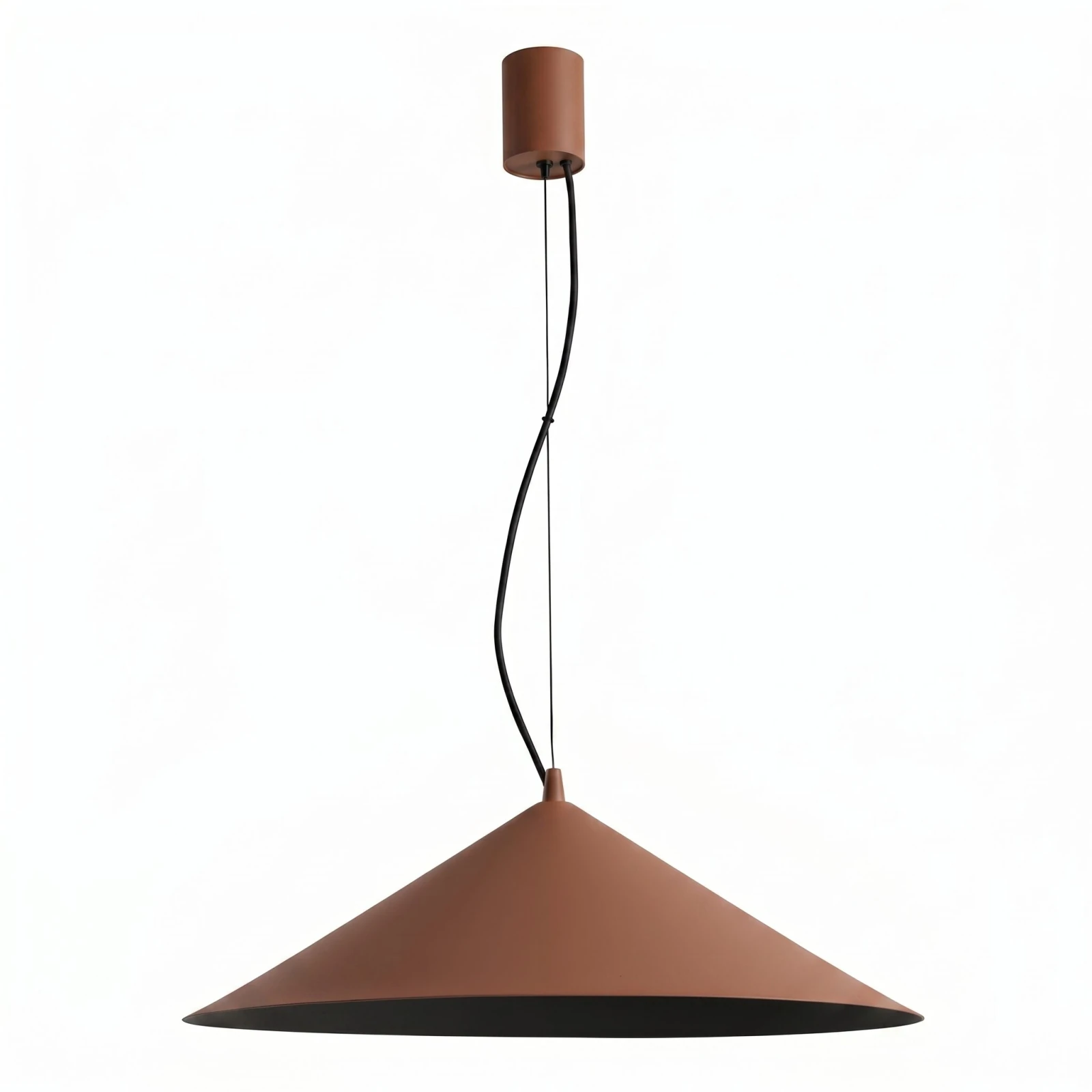 Pendant lamp 50 cm – cone shade, mocha, TRIAC dimmable LED