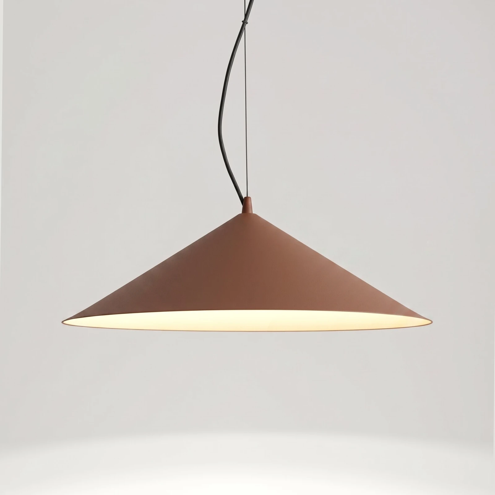 Pendant lamp 50 cm – cone shade, mocha, TRIAC dimmable LED