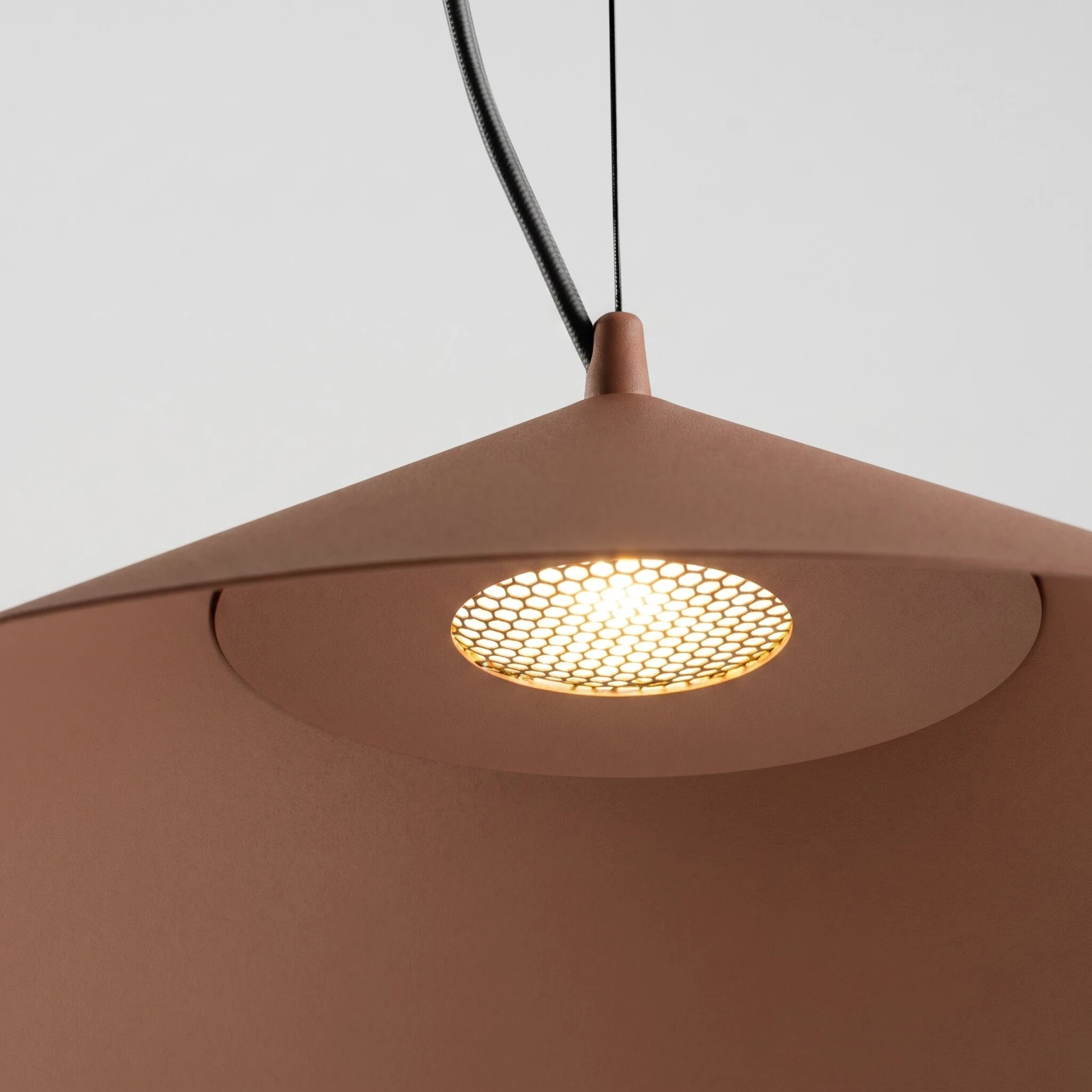 Pendant lamp 50 cm – cone shade, mocha, TRIAC dimmable LED