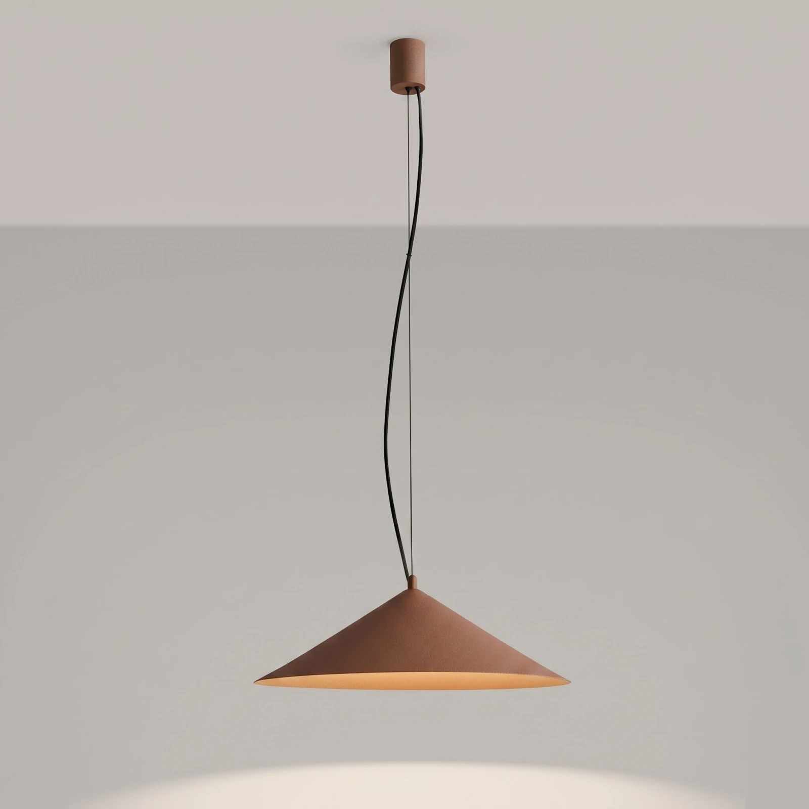 Pendant lamp 50 cm – cone shade, mocha, TRIAC dimmable LED