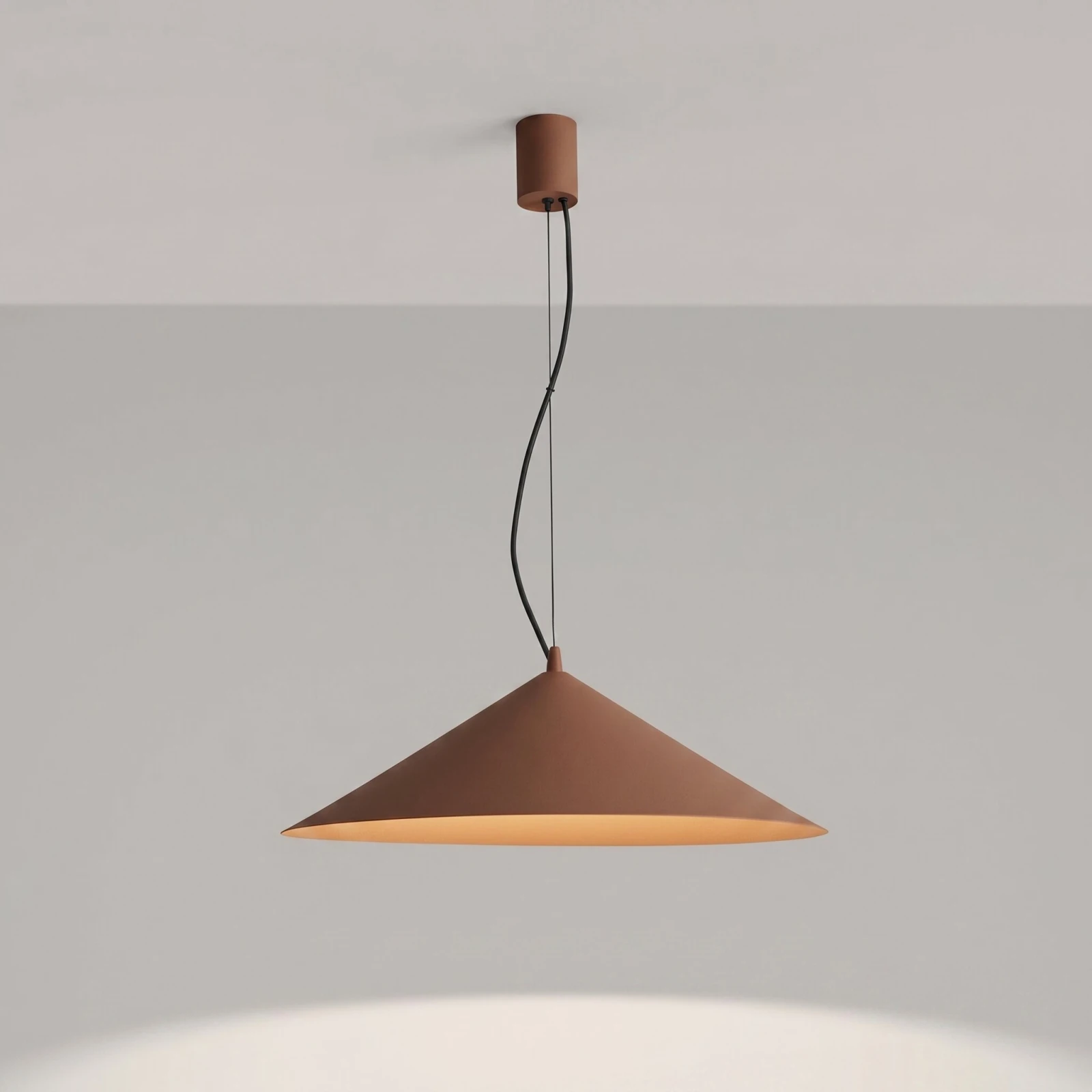 Pendant lamp 50 cm – cone shade, mocha, TRIAC dimmable LED