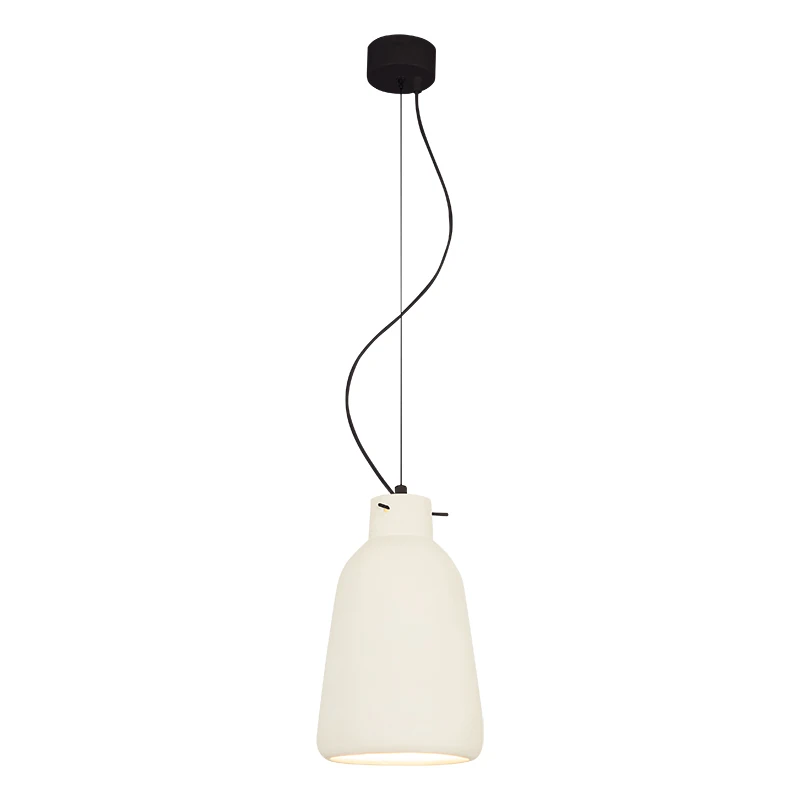 White Clay Pendant Light with Black Base