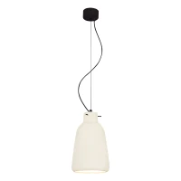 White Clay Pendant Light with Black Base - Image 1