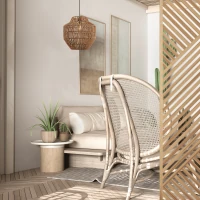 Natural Woven Bamboo Pendant Lamp 40cm, Black Matt - Image 3