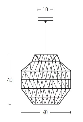 Natural Woven Bamboo Pendant Lamp 40cm, Black Matt