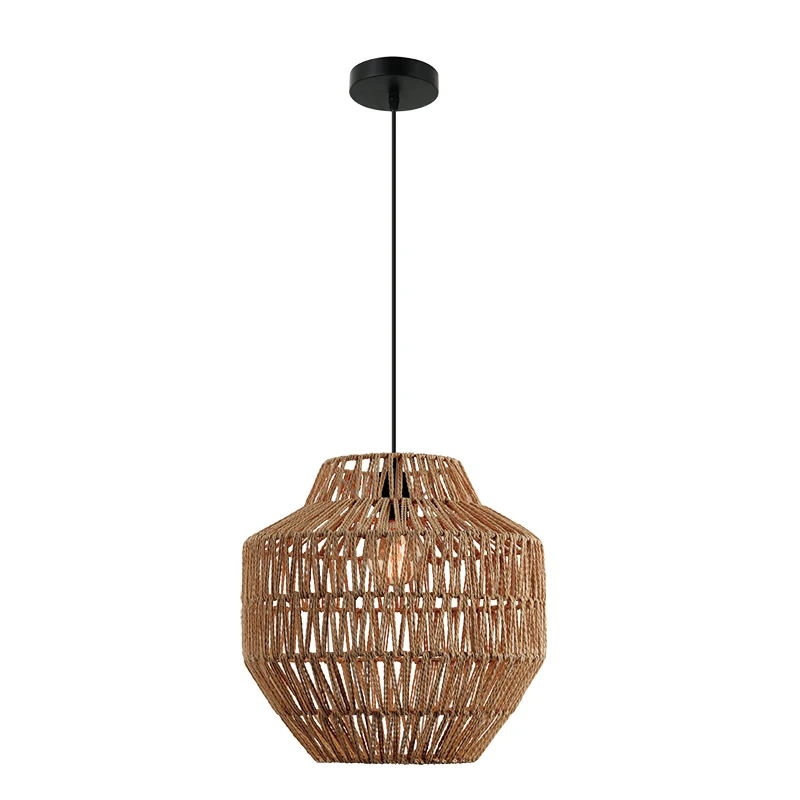 Natural Woven Bamboo Pendant Lamp 40cm, Black Matt