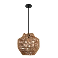 Natural Woven Bamboo Pendant Lamp 40cm, Black Matt - Image 2
