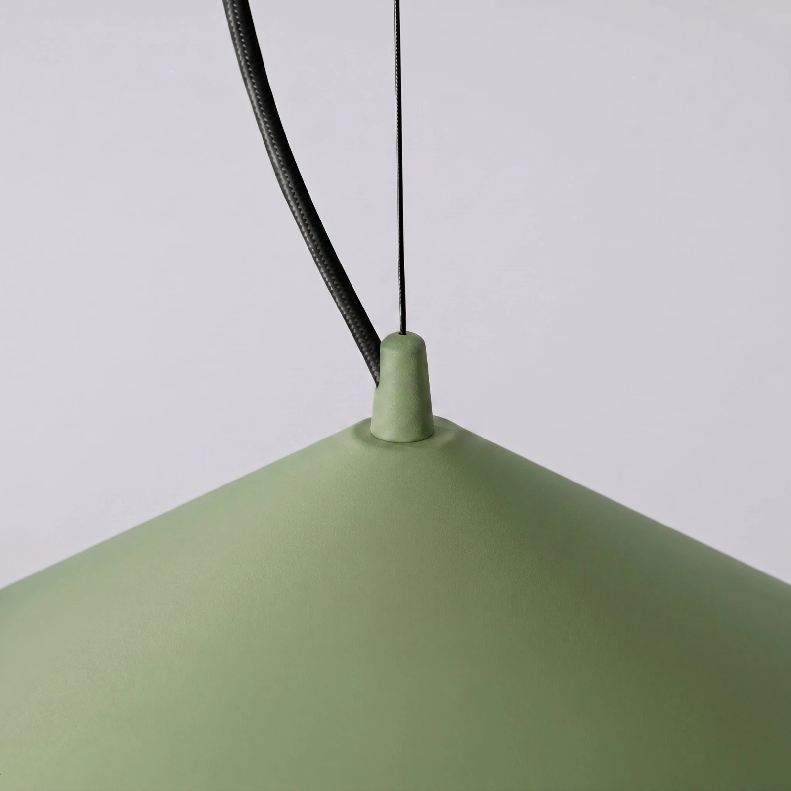 Pendant lamp 50 cm – conical, olive green, integrated LED