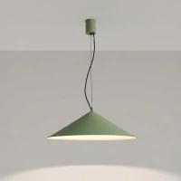 Pendant lamp 50 cm – conical, olive green, integrated LED - Image 1