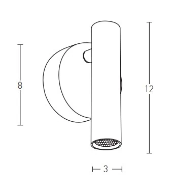Black Matt Surface Mount LED Wall Light 3W 3000K
