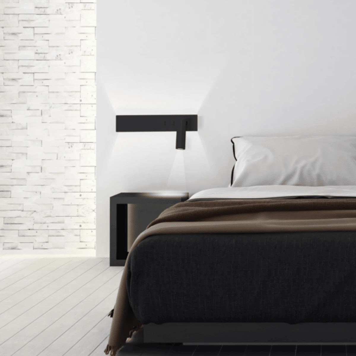 LED Wall Light Black Matt with Adjustable Spot
