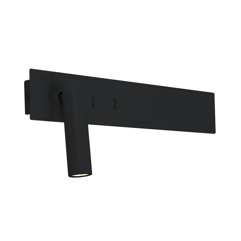 LED Wall Light Black Matt with Adjustable Spot