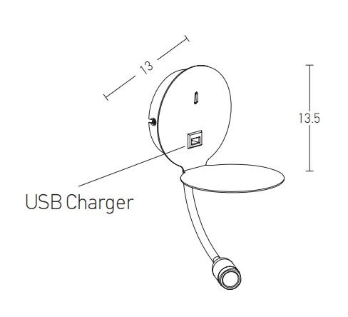 White LED Wall Lamp with USB Charger & Flexible Reading Light
