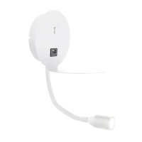 White LED Wall Lamp with USB Charger & Flexible Reading Light - Image 1