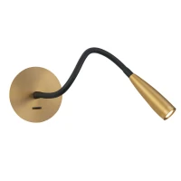 LED Wall Light with USB, Flexible Arm, Brushed Brass - Image 2