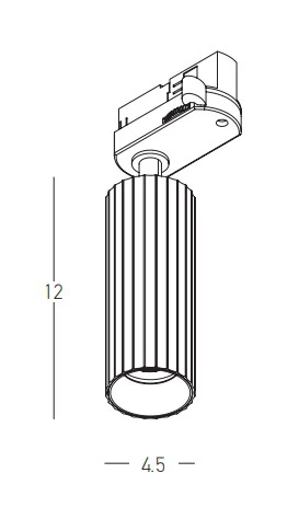 Matt Black Cylindrical LED Track Light 7W 3000K