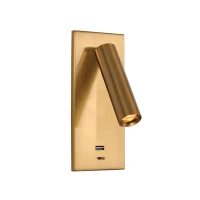Brushed Brass Recessed LED Reading Light with USB - Image 2