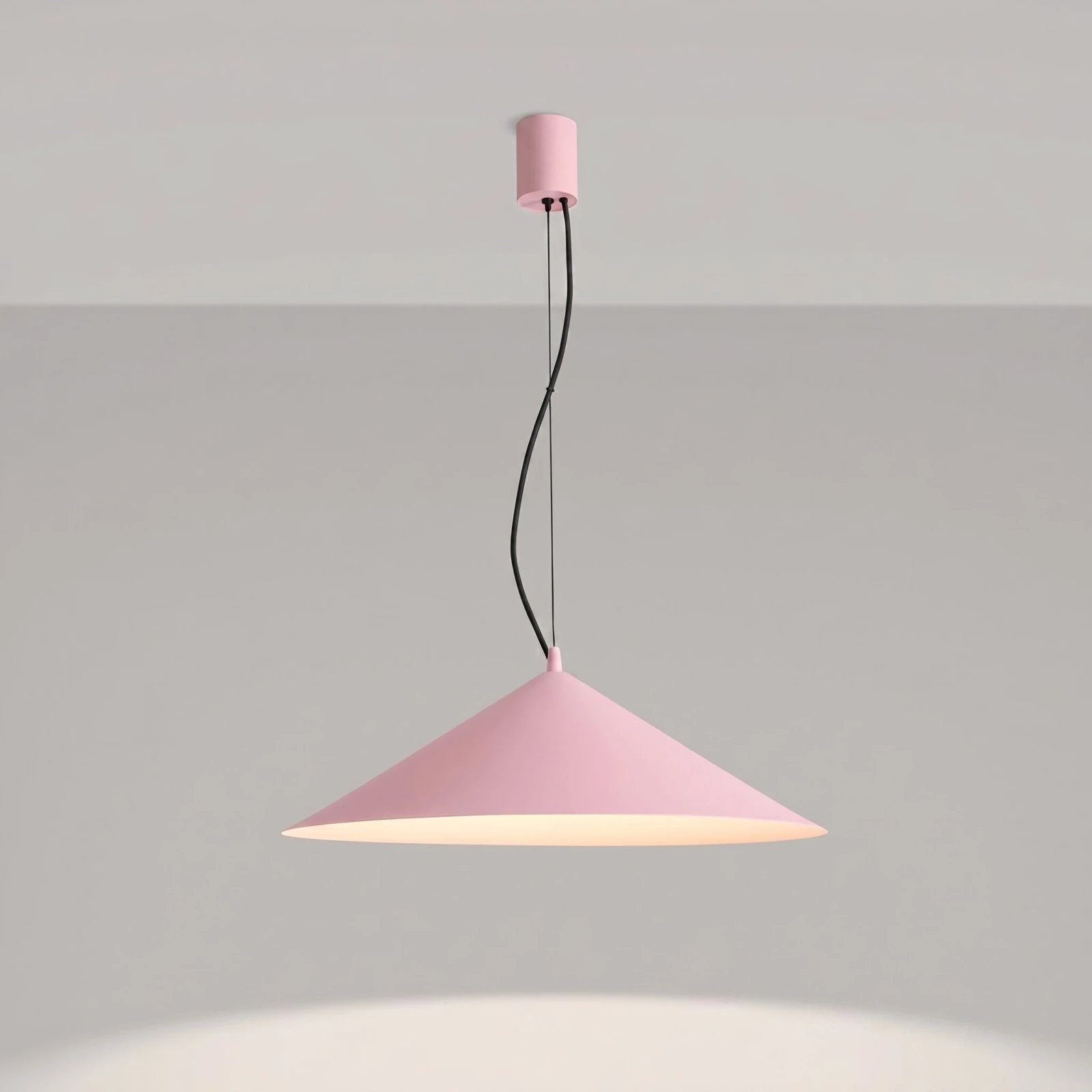 LED pendant lamp 50 cm – cone shade, pink, TRIAC dimmable