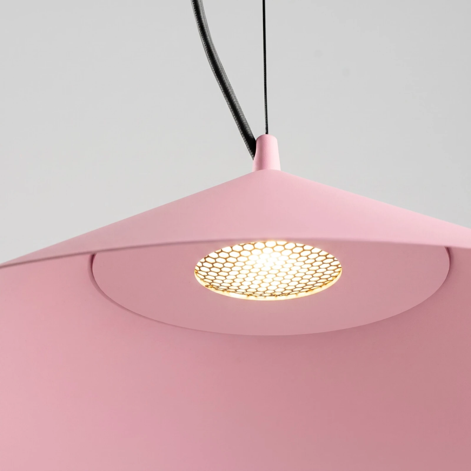 LED pendant lamp 50 cm – cone shade, pink, TRIAC dimmable