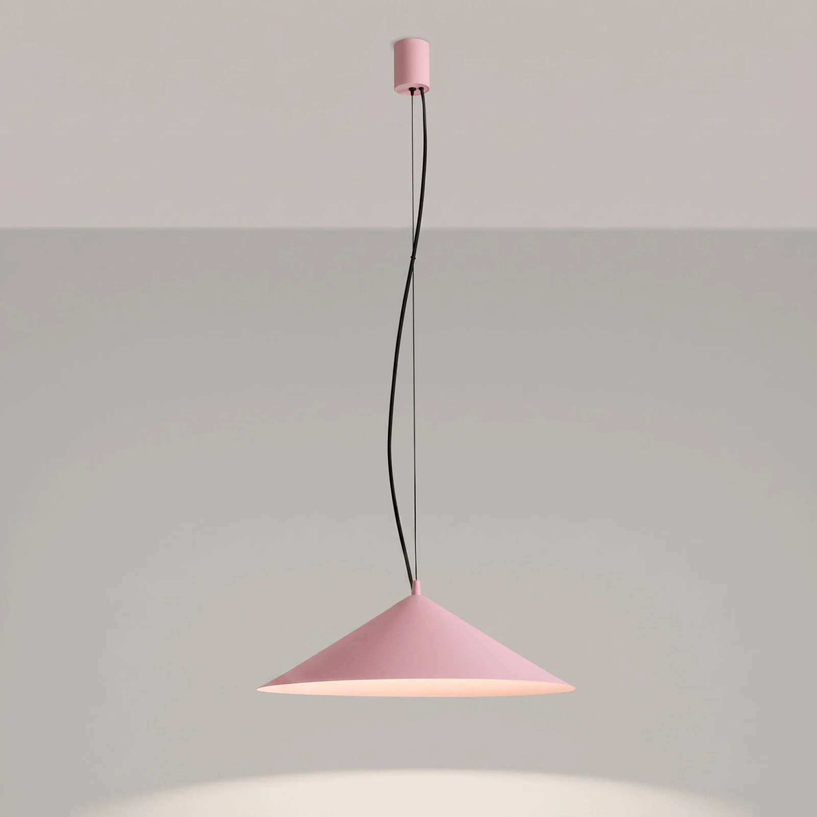 LED pendant lamp 50 cm – cone shade, pink, TRIAC dimmable