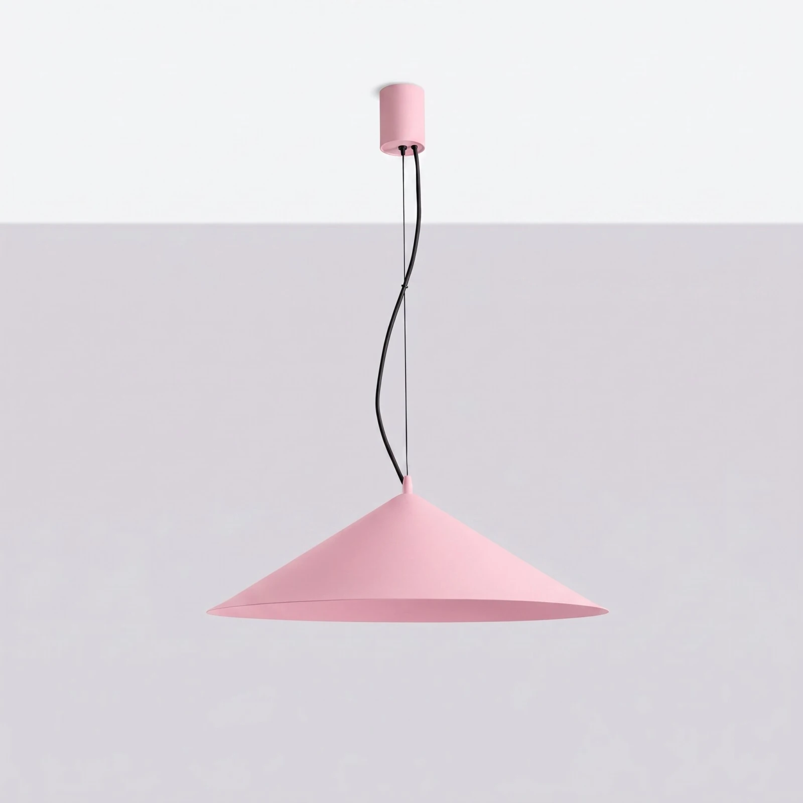 LED pendant lamp 50 cm – cone shade, pink, TRIAC dimmable