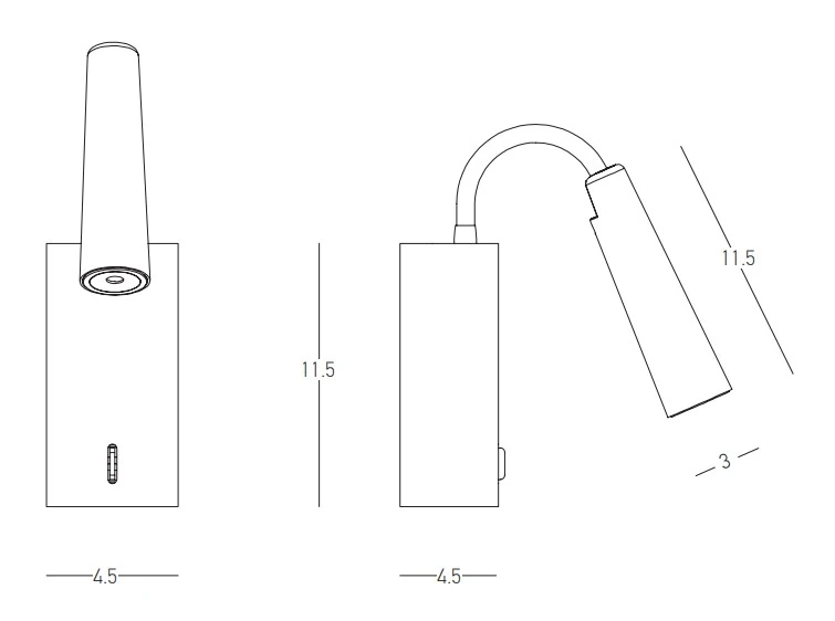 Black Flexible LED Wall Sconce 3W 3000K