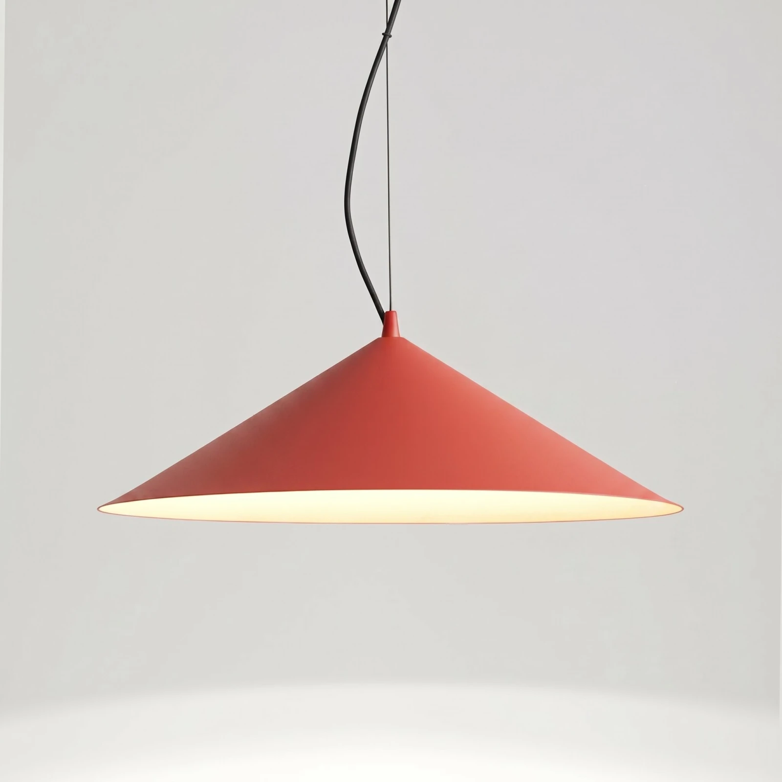 Pendant lamp 50 cm – round cone, red, LED 3000K