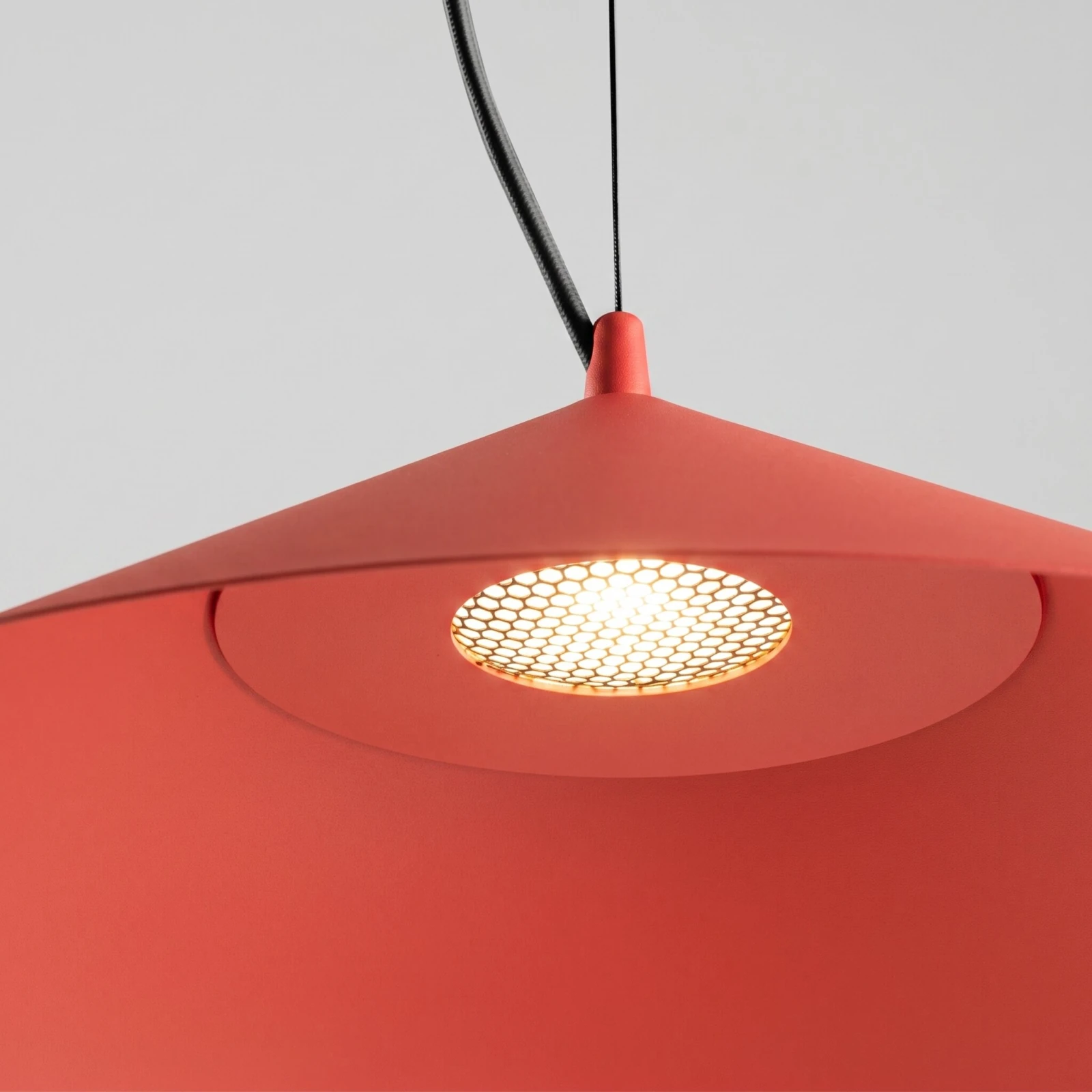 Pendant lamp 50 cm – round cone, red, LED 3000K