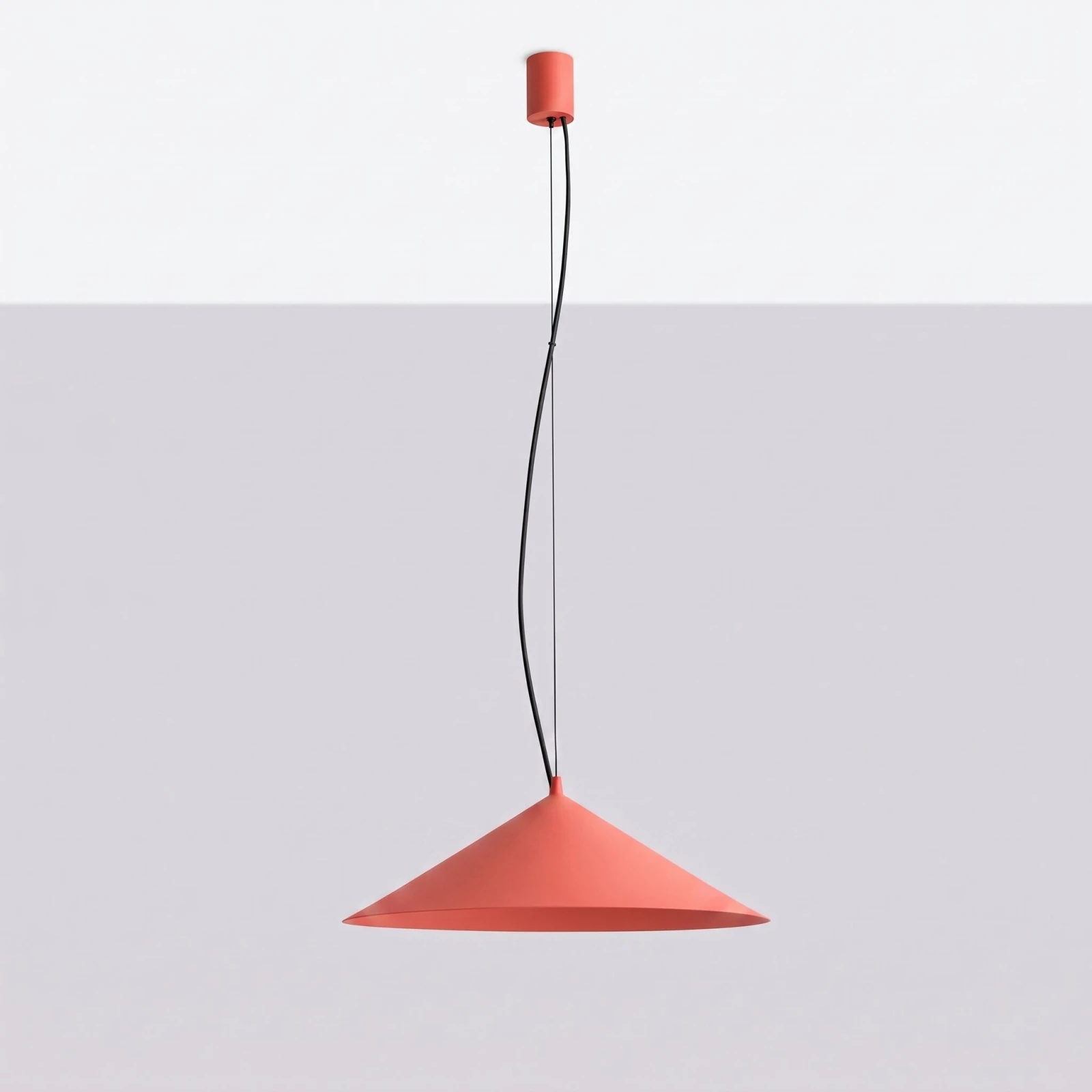 Pendant lamp 50 cm – round cone, red, LED 3000K
