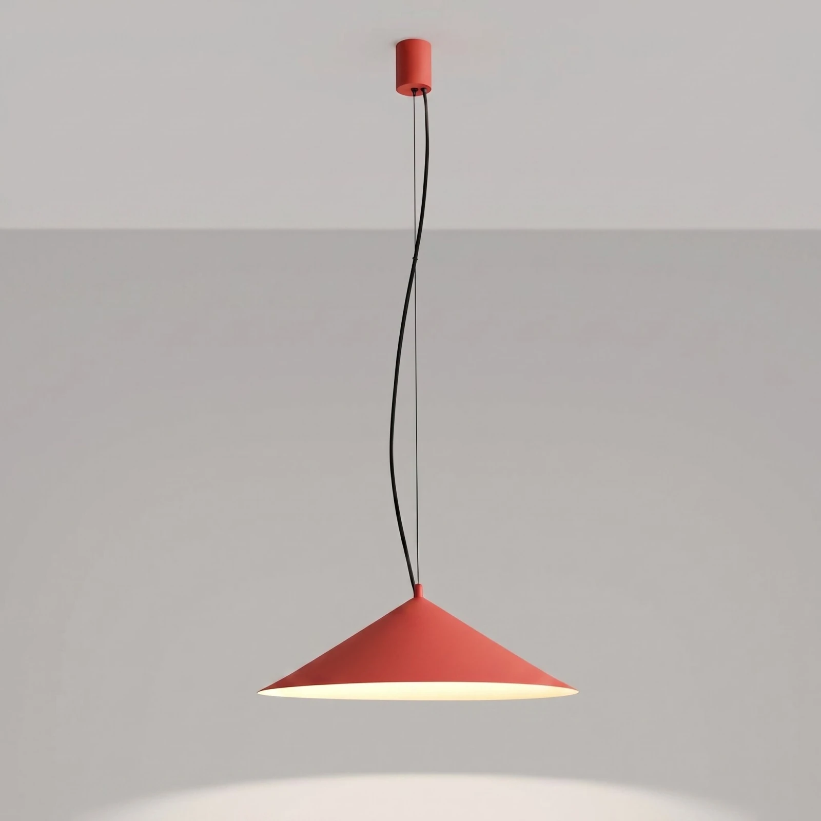 Pendant lamp 50 cm – round cone, red, LED 3000K