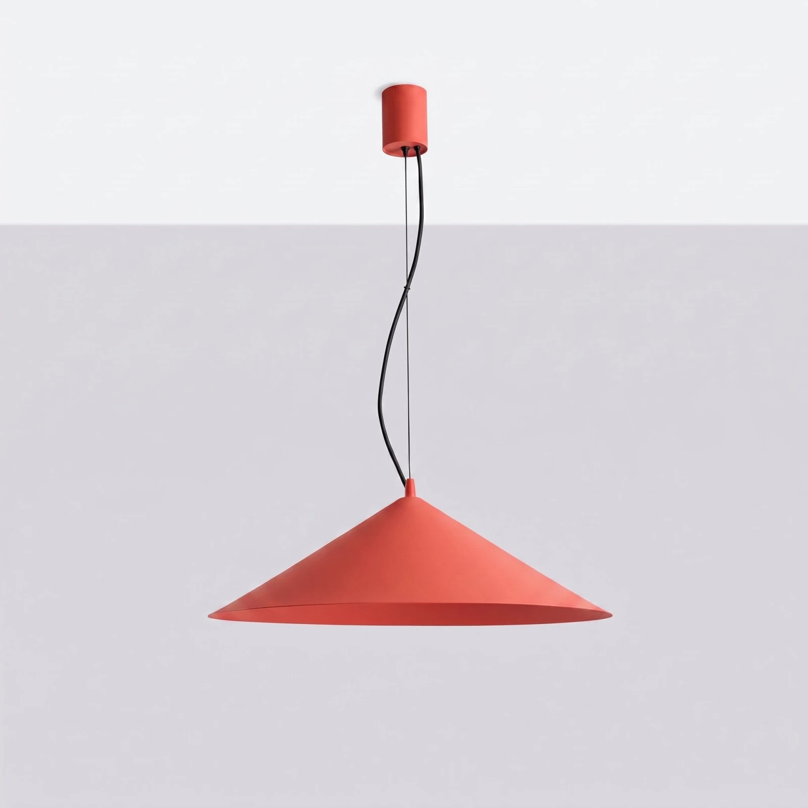 Pendant lamp 50 cm – round cone, red, LED 3000K