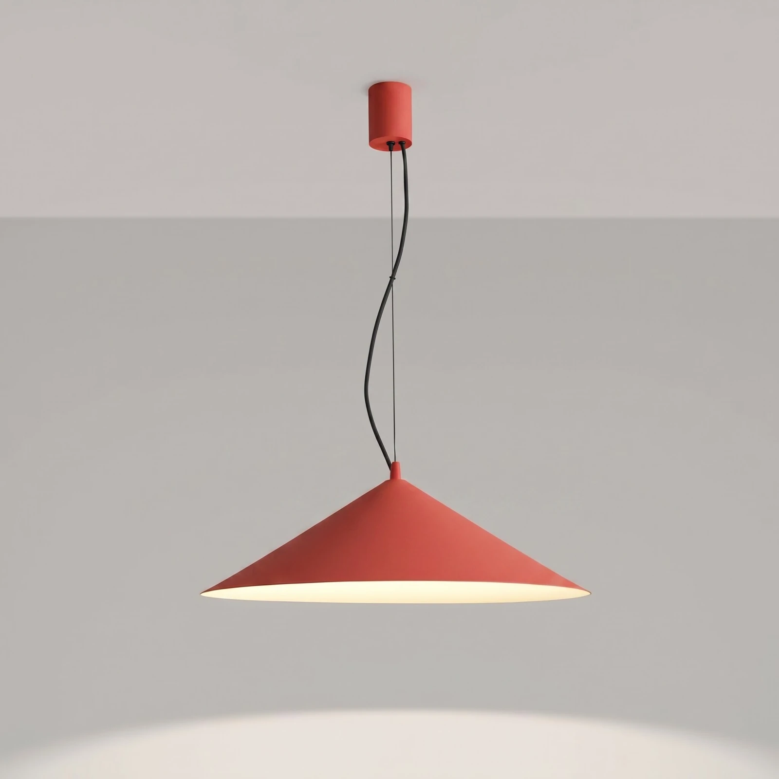 Pendant lamp 50 cm – round cone, red, LED 3000K