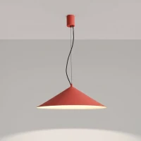 Pendant lamp 50 cm – round cone, red, LED 3000K - Image 1