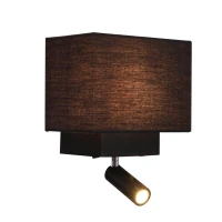 Wall Sconce with E27 & LED Spotlight, USB Charger, Black Matt - Image 1