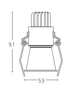 Įleidžiamas LED šviestuvas, 6W, 3000K, Juoda Matinė