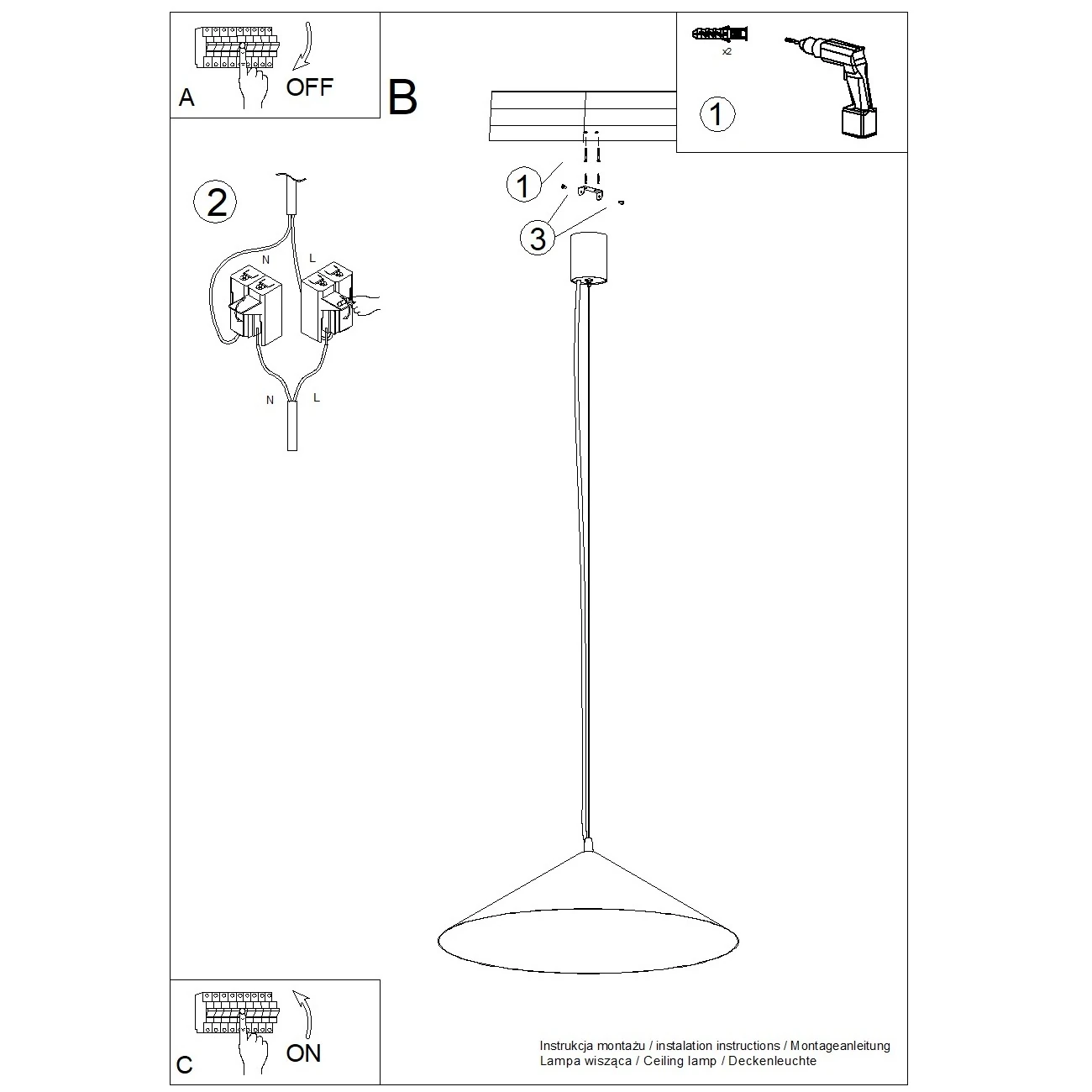 Pendant lamp 50 cm – cone, red ochre, LED