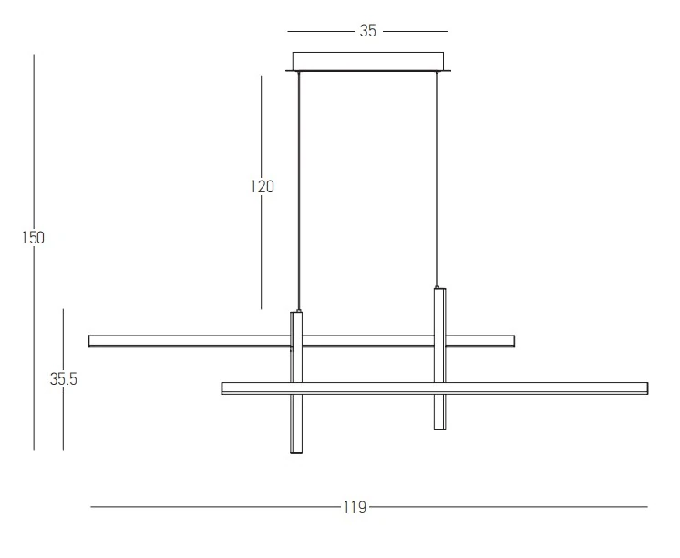 Geometrinis aukso matinis LED pakabinamas šviestuvas