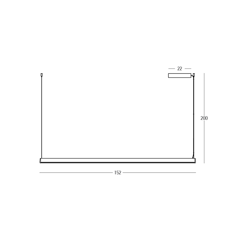 LED linijinis pakabinamas šviestuvas 152 cm – juodas, TRIAC - Nuotrauka 3